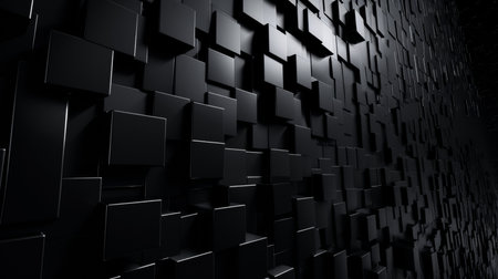 Abstract black cubes background. 3d rendering, 3d illustration.の素材