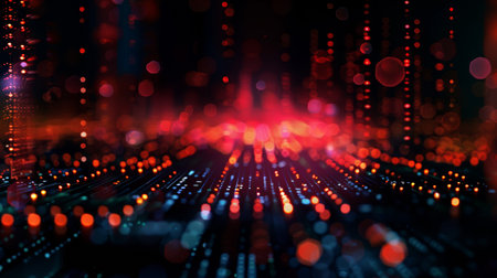 3d rendering of abstract technology digital background with bokeh lightsの素材