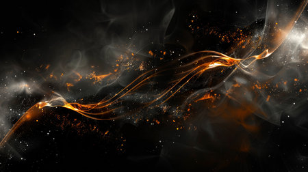 abstract fire flames on black background with copy space for text or imageの素材