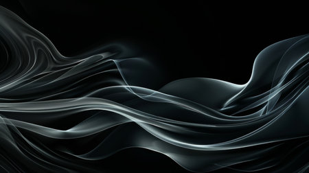 Abstract black background with smooth wavy lines. 3d render illustrationの素材