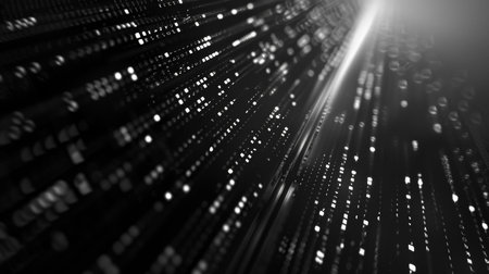 3d rendering of abstract technology digital particles in cyberspace with depth of fieldの素材