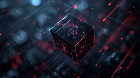 Abstract 3d rendering of chaotic geometric shapes. Futuristic background with cubes.の素材