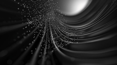 3d rendering of abstract technology digital wave with glowing particles. Futuristic shape.の素材