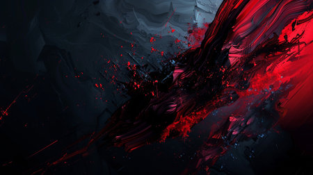 Abstract background with red and black paint splashes. 3d renderingの素材