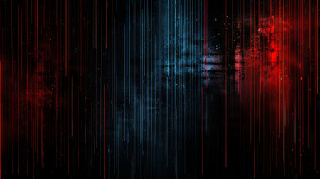 Red and blue stripes on a black background. Abstract background for design.の素材