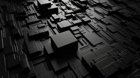 Abstract 3d rendering of black cubes. Cubes background. Futuristic shape.の素材