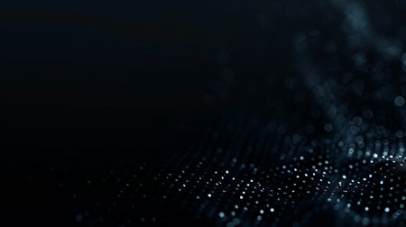 Futuristic technology wave with glowing particles. Big data visualization.の素材