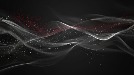 Abstract red and black wave background. Futuristic technology style. Elegant background for business tech presentations.の素材