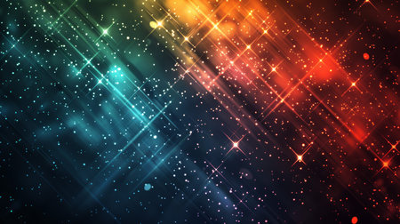 abstract colorful background with bokeh defocused lights and starsの素材