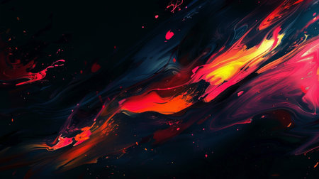 Abstract background of acrylic paint in red, blue and yellow colors.の素材