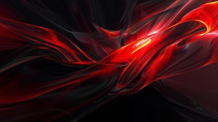 Abstract red and black wavy background. Fantasy fractal texture. Digital art. 3D rendering.の素材