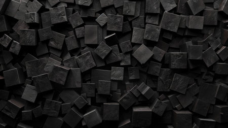 Abstract background of black plastic cubes. 3d rendering, 3d illustration.の素材