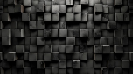 abstract 3d rendering of black cubes in a dark background.の素材