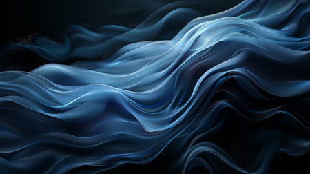 Abstract blue wavy background. 3d rendering, 3d illustration.の素材