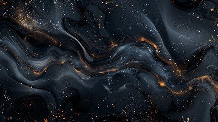 Black and gold marble texture. Fluid art. Abstract background. Digital painting. 3d rendering.の素材