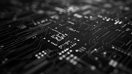Circuit board close up. Technology background. 3d render illustrationの素材