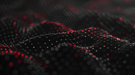 3d rendering of abstract digital background. Futuristic shape with connecting dots and lines. Network connection structure. Big data visualization.の素材