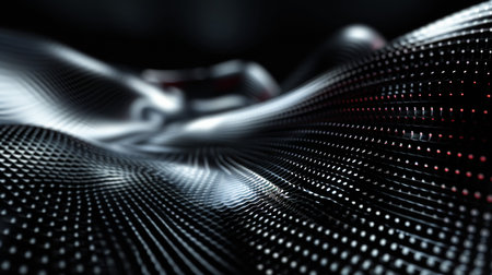 3D illustration of abstract technology digital hi tech background with glowing particles.の素材