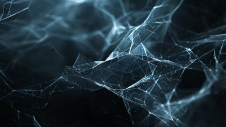 Futuristic abstract polygonal space low poly dark background with connecting dots and lines. Connection structure. 3d renderingの素材