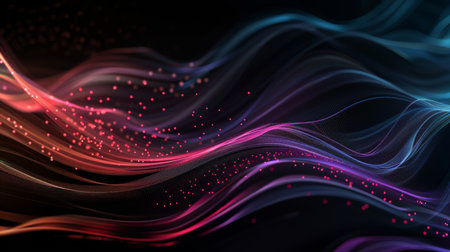 abstract colorful background with smooth lines, waves and bokehの素材
