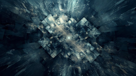 3D surreal illustration. Sacred geometry. Mysterious psychedelic relaxation pattern. Fractal abstract texture. Digital artwork graphic astrology magicの素材