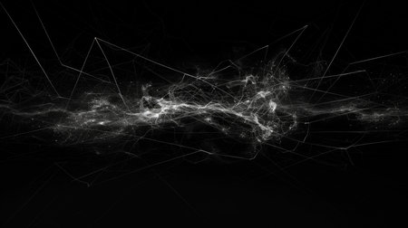 Abstract 3d rendering of chaotic particles. Futuristic background for your design.の素材