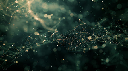 Abstract polygonal space low poly dark background with connecting dots and lines. Connection structure. 3d renderingの素材