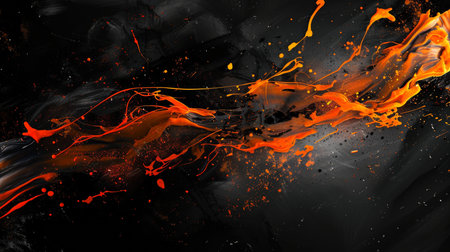 Fire flames on black background. Colorful abstract background for design.の素材