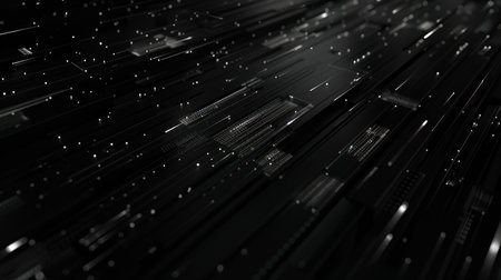 Abstract 3d rendering of chaotic particles. Futuristic background with bright glowing dots.の素材