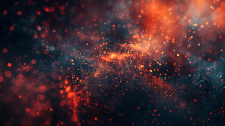 Abstract background of red particles with depth of field and bokehの素材