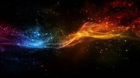Abstract background with glowing lines and particles. Vector illustration. Eps 10の素材