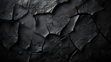 Cracks on the black wall. Abstract background and texture for design.の素材