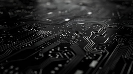 Circuit board. Electronic computer hardware technology. Motherboard digital chip. Tech science background. Integrated communication processor. Information engineering componentの素材