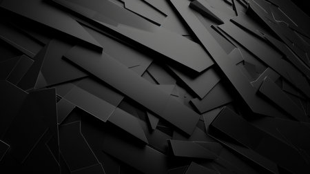 Abstract 3d rendering of chaotic black shapes. Futuristic background design.の素材