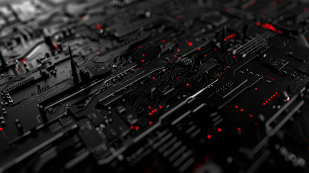 Abstract circuit board background. 3d render illustration with selective focus.の素材