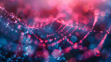 abstract background with bokeh defocused lights and spider webの素材