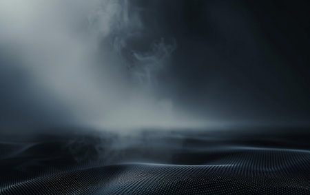 3d render of smoke on dark background. Futuristic technology style. Abstract background.の素材