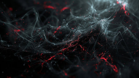 Abstract background of red particles. 3d rendering, 3d illustration.の素材