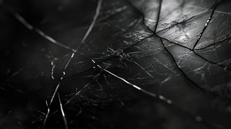 Broken glass. Black and white background. Close-up.の素材