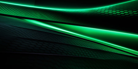 Futuristic technology wave background design with glowing lines and space for your textの素材
