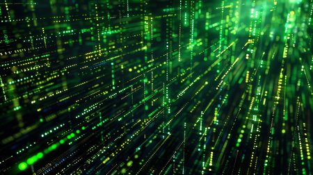 Green matrix digital background. 3d rendering, 3d illustration.の素材