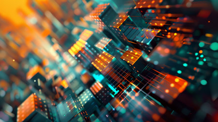 3d illustration of abstract geometric composition,digital art works. Computer generated image.の素材