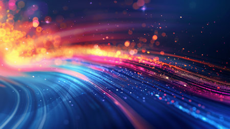 abstract colorful background with smooth lines and bokeh defocused lightsの素材