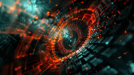 3D rendering of abstract technology digital hi tech background. Concept of internet of things.の素材