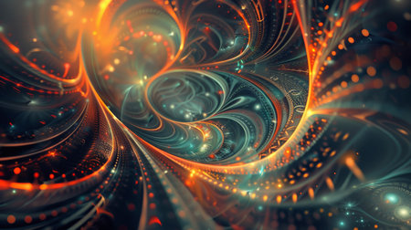 Abstract fractal. Fractal art background for creative design. Decoration for wallpaper, desktop, poster, cover booklet. Print for clothes, t-shirt. Creative illustration for designの素材
