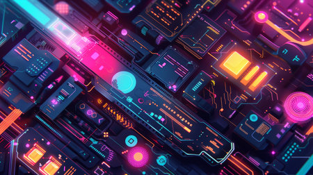 Abstract futuristic circuit board background. 3d rendering, 3d illustration.の素材