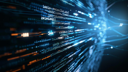 Abstract binary code background. Big data concept. 3D Renderingの素材