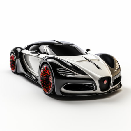 Black and white modern super sports concept car - top down side viewの素材