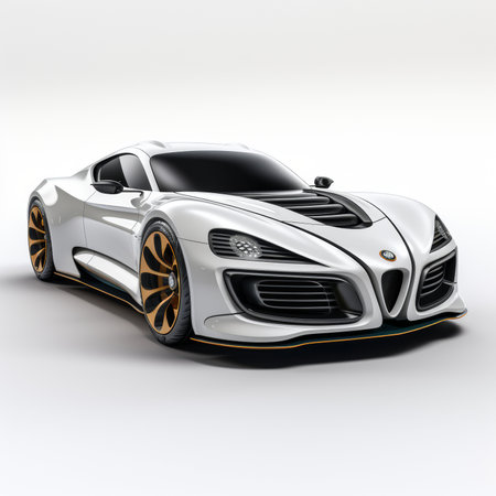 Luxury sports car coupe. White color. 3D renderingの素材