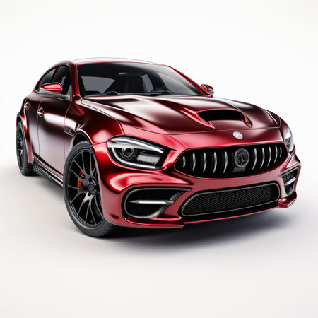 Concept car sports premium coupe. 3d rendering on white backgroundの素材
